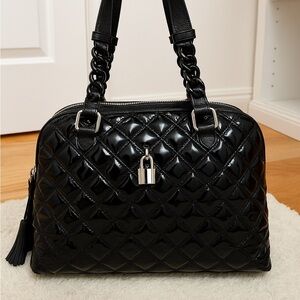 Marc Jacobs Black Quilted Patent Leather Karlie Bowler Bag